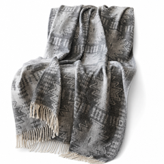 Alberta Cotton Blend Throw in Grey Aztec front view - throw blanket by Olliix - Whats New Furniture Portland OR