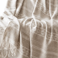 Alberta Cotton Blend Throw in Ivory Stripe texture detail - throw blanket by Olliix - Whats New Furniture Portland OR