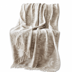 Alberta Cotton Blend Throw in Neutral Aztec front view - throw blanket by Olliix - Whats New Furniture Portland OR