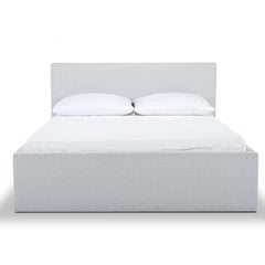 Alberta Queen Bed Frame in Agnes Beige - upholstered queen bed private label - Whats New Furniture Portland OR