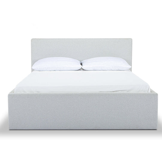 Alberta Queen Bed Frame in Agnes Beige - upholstered queen bed private label - Whats New Furniture Portland OR
