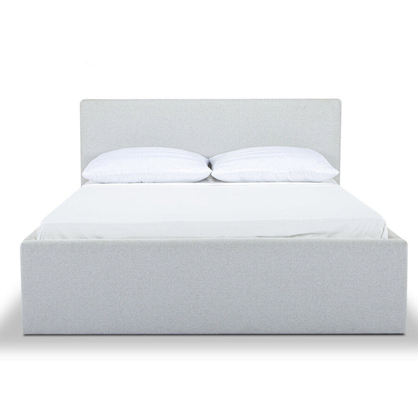 Alberta Queen Bed Frame in Agnes Beige - upholstered queen bed private label - Whats New Furniture Portland OR