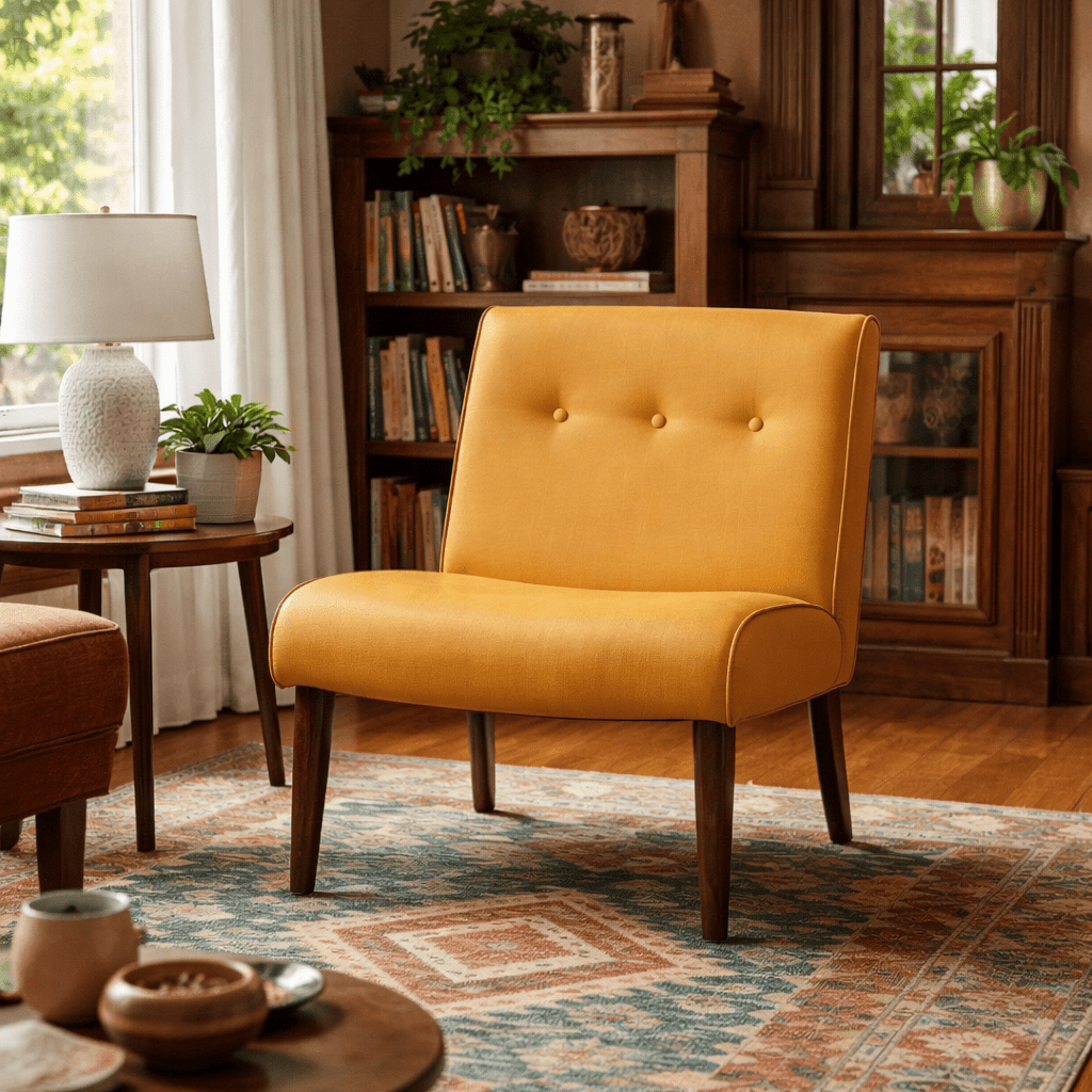 Alexis Chair in Caramel Leather room setting - accent chair by NPD - Whats New Furniture Portland OR