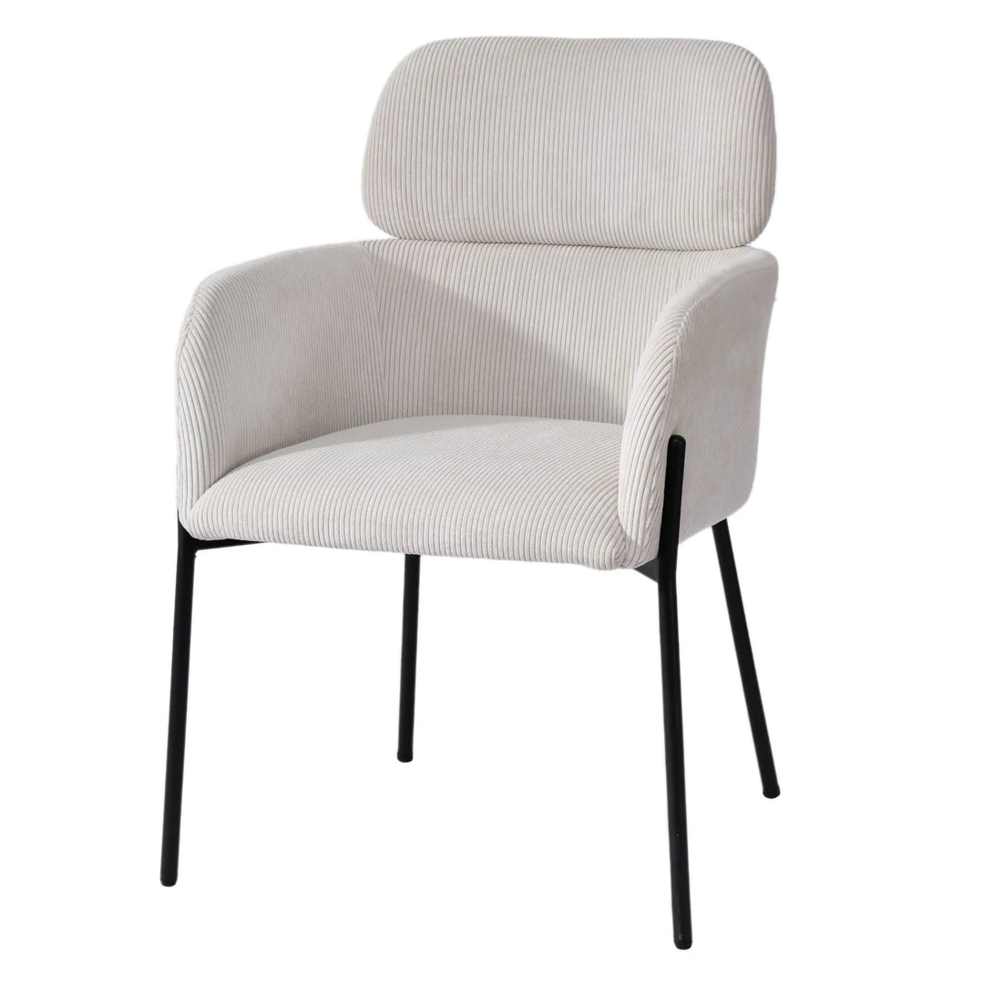 Allegra Dining Chair in Cream variant side angle - upholstered dining chair by LH Imports - Whats New Furniture Portland OR