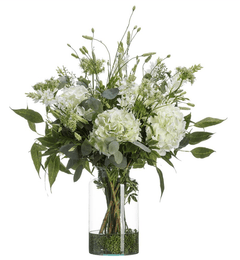 Hydrangea/Tuberose/Q.anne in Glass Vase - What&