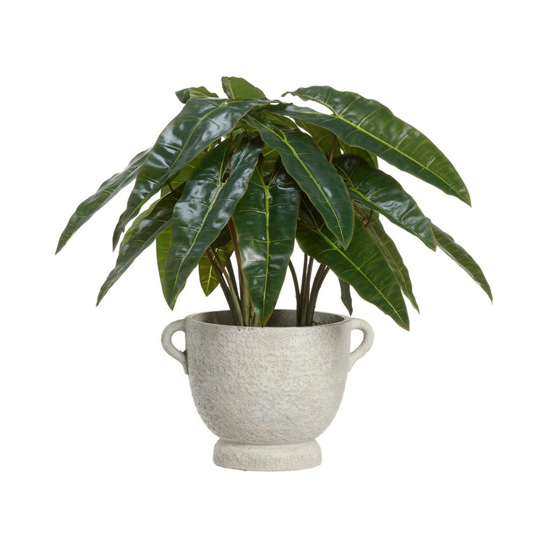 Philodendron Plant in Fiber Cement Planter in Green Fiber Cement - faux philodendron plant - Whats New Furniture Portland OR