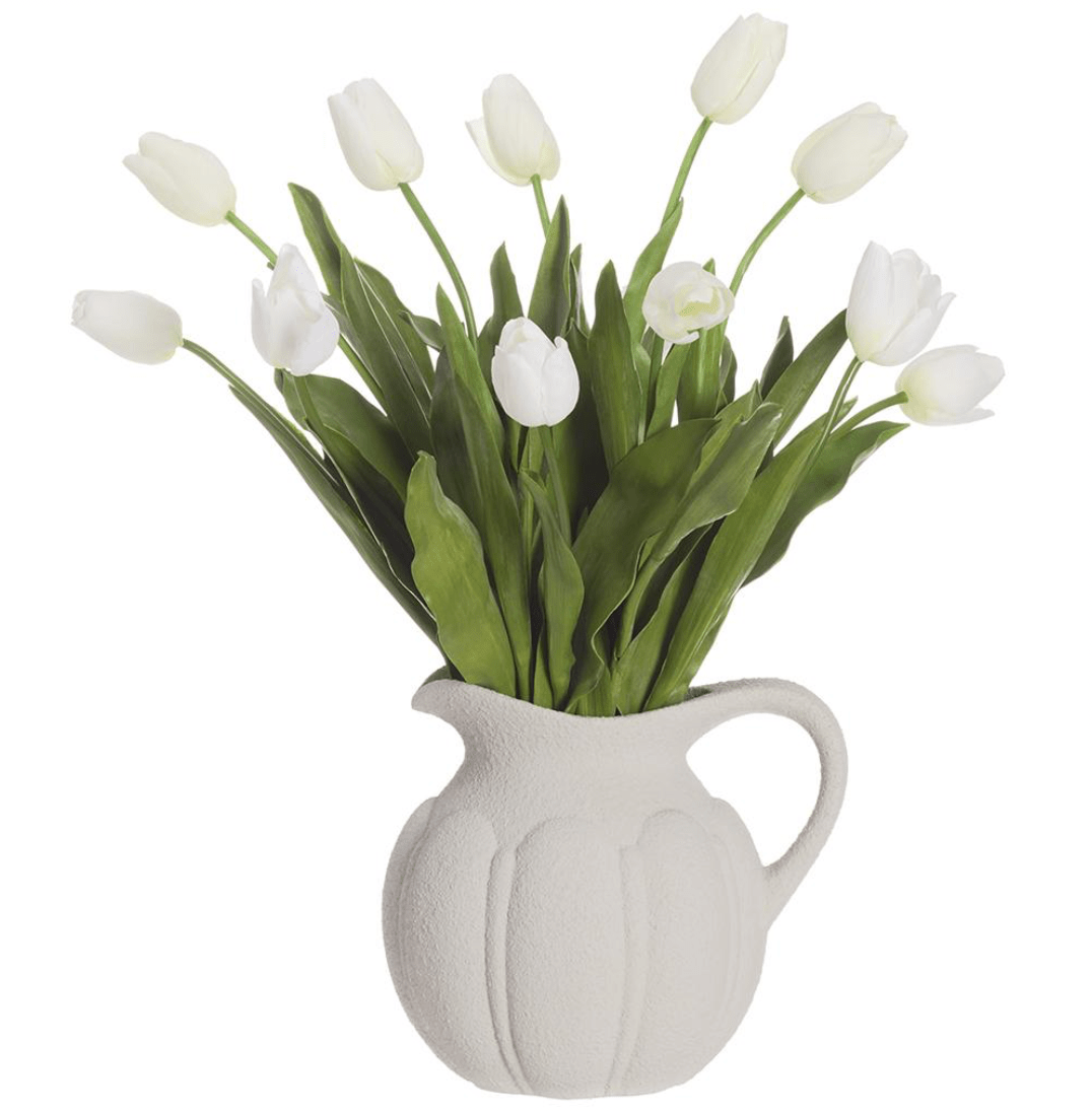Tulips in Terra Cotta Pitcher - What's New Furniture Portland Oregon