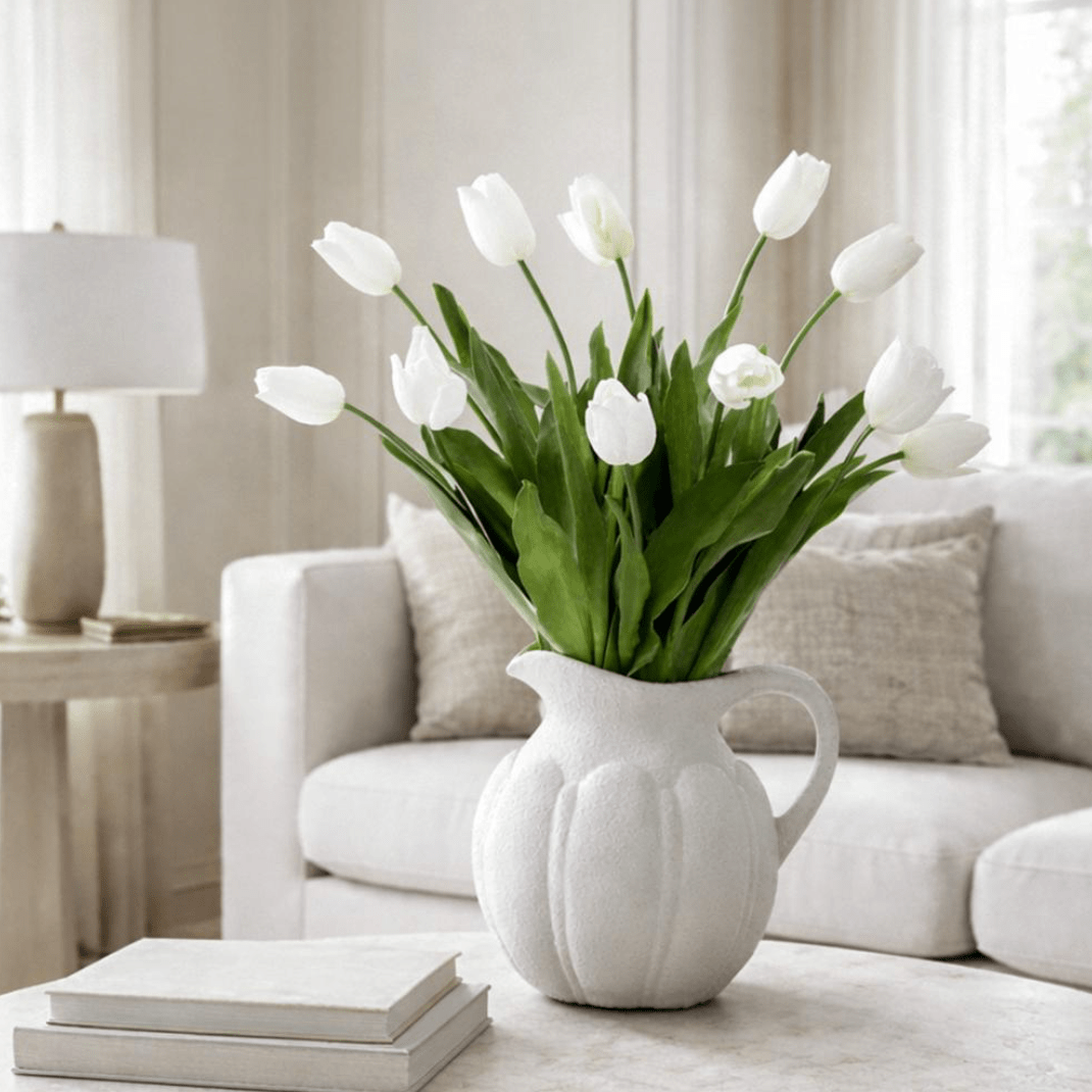 Tulips in Terra Cotta Pitcher - What&
