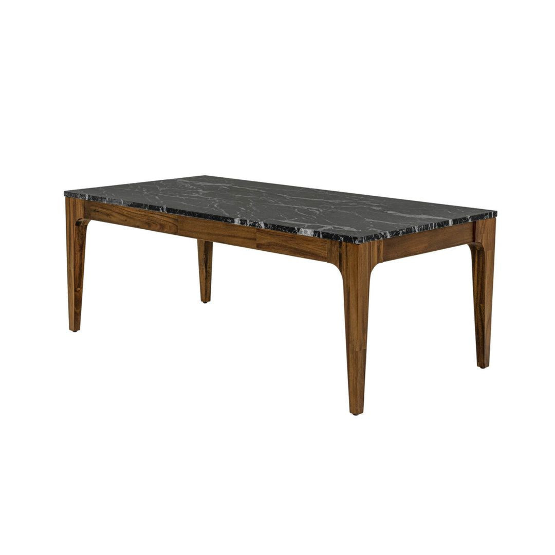 Allure Coffee Table in Walnut/Black Marble side angle - marble top coffee table by LH Imports - Whats New Furniture Portland OR