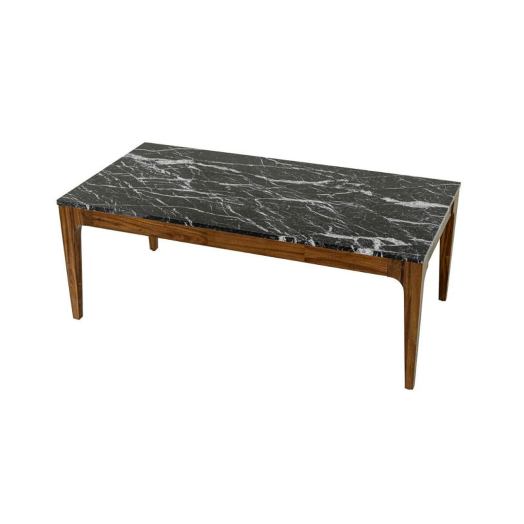 Allure Coffee Table in Walnut/Black Marble side angle - marble top coffee table by LH Imports - Whats New Furniture Portland OR
