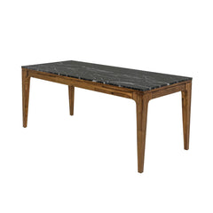 Allure Dining Table in black marble &amp; walnut side angle - black marble dining table by LH Imports - Whats New Furniture Portland OR