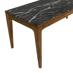 Allure Dining Table in black marble &amp; walnut corner detail - black marble dining table by LH Imports - Whats New Furniture Portland OR