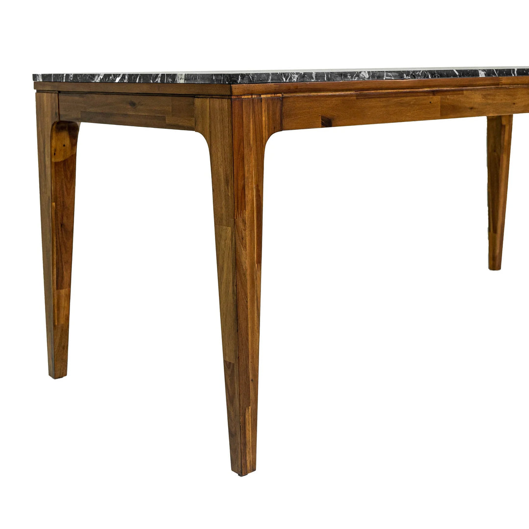 Allure Dining Table in black marble &amp; walnut side view - black marble dining table by LH Imports - Whats New Furniture Portland OR