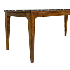 Allure Dining Table in black marble &amp; walnut side view - black marble dining table by LH Imports - Whats New Furniture Portland OR