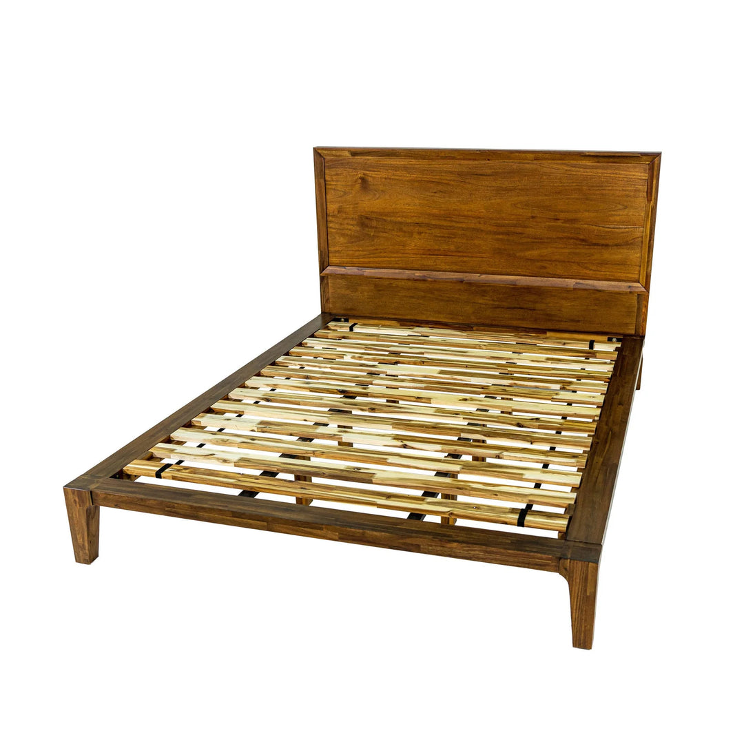 Allure King Bed Frame in Walnut lifestyle setting - king acacia bed frame by LH Imports - Whats New Furniture Portland OR
