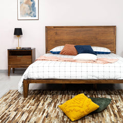 Allure King Bed Frame in Walnut profile view - king acacia bed frame by LH Imports - Whats New Furniture Portland OR