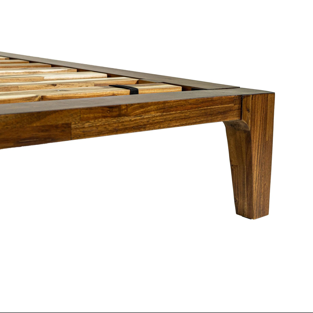Allure King Bed Frame in Walnut side view - king acacia bed frame by LH Imports - Whats New Furniture Portland OR