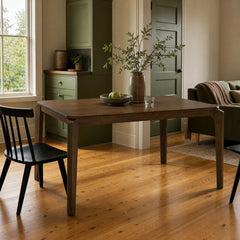 Almonte 59 Inch Rectangular Wood Dining Table Dark Brown styled in Portland Sellwood cottage living room - What&