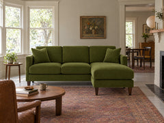Alpine Sofa Chaise in Vintage Moss styled in a Sellwood foursquare - Whats New Furniture Portland OR