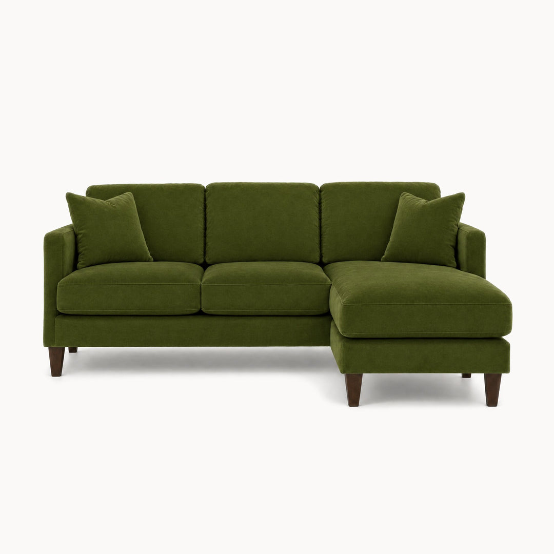 Alpine Sofa Chaise in Vintage Moss - studio front view - Stanton - Whats New Furniture Portland OR