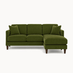 Alpine Sofa Chaise in Vintage Moss - studio front view - Stanton - Whats New Furniture Portland OR