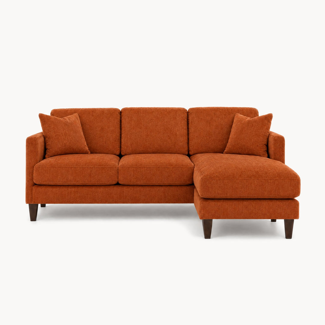 Alpine Sofa Chaise in Lush Papaya - studio front view - Stanton - Whats New Furniture Portland OR