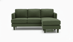 Alpine Sofa Chaise in Lush Spinach front view - sofa with floating chaise by Stanton - Whats New Furniture Portland OR
