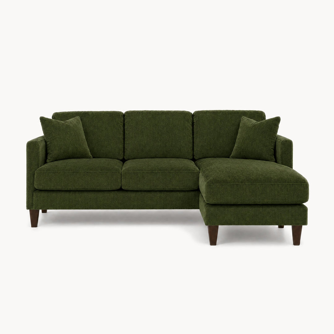 Alpine Sofa Chaise in Lush Spinach - studio front view - Stanton - Whats New Furniture Portland OR
