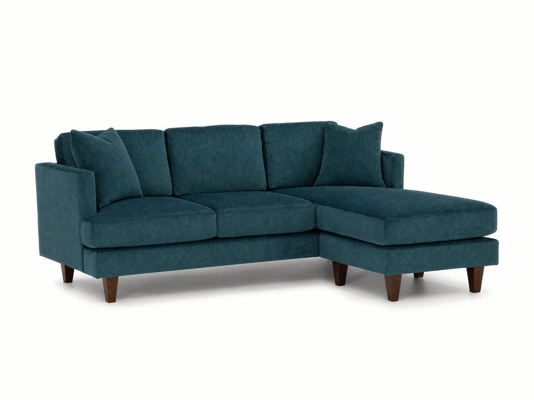 Alpine Sofa Chaise in Lush Turquoise - studio three-quarter view - Stanton - Whats New Furniture Portland OR