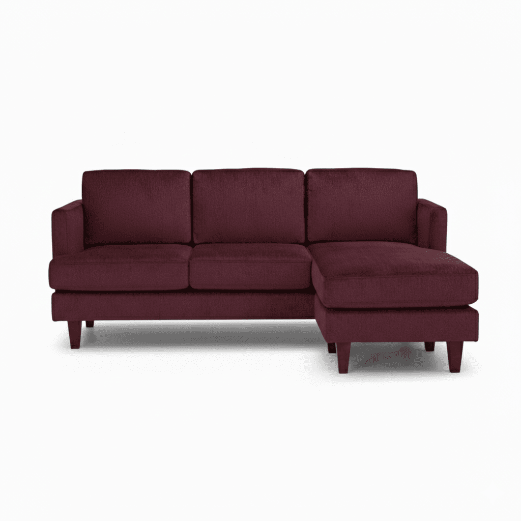 Alpine Sofa Chaise in Marquis Aubergine front view - sofa with floating chaise by Stanton - Whats New Furniture Portland OR