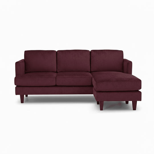 Alpine Sofa Chaise in Marquis Aubergine front view - sofa with floating chaise by Stanton - Whats New Furniture Portland OR