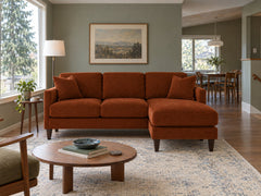 Alpine Sofa Chaise in Marquis Rust styled in a Beaverton split-level home - Whats New Furniture Portland OR