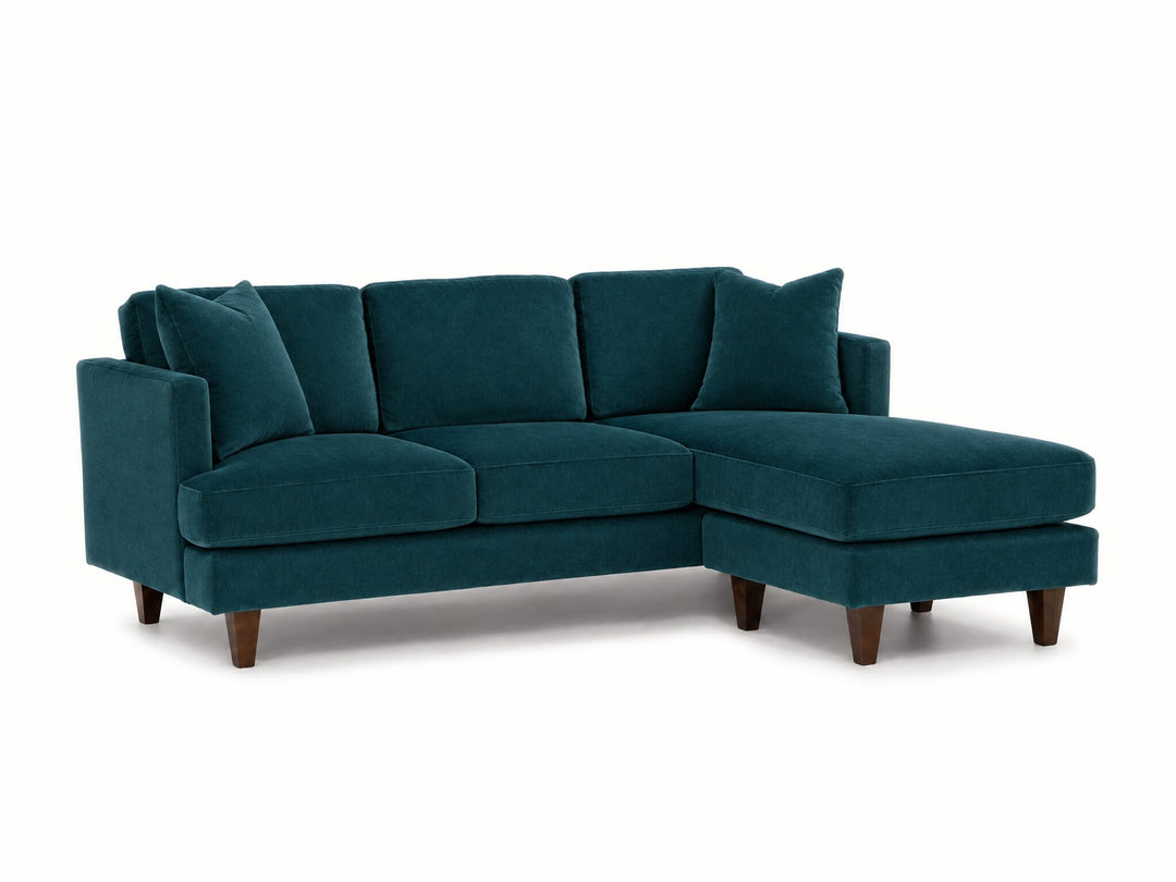 Alpine Sofa Chaise in Sensation Turquoise - studio three-quarter view - Stanton - Whats New Furniture Portland OR