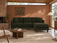 Alpine Sofa Chaise in Shep Kale styled in a Mt. Tabor mid-century house - Whats New Furniture Portland OR