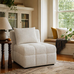 Amara Upholstered Armless Chair styled in Portland Irvington foursquare with original built-ins living room - What&