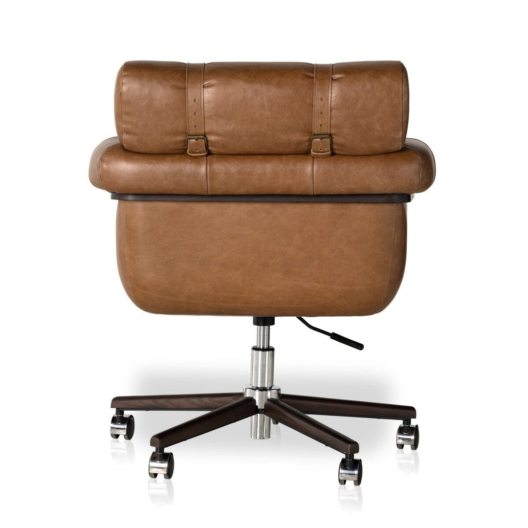 Arnold Desk Chair in Sonoma Chestnut back view - leather desk chair by Amber Lewis x Four Hands - Whats New Furniture Portland OR