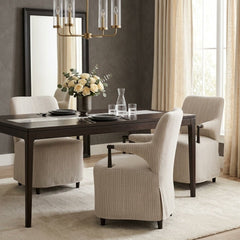 Brentley Dining Chair in Laine Navy dining room setting - dining arm chair by Amber Lewis x Four Hands - Whats New Furniture Portland OR