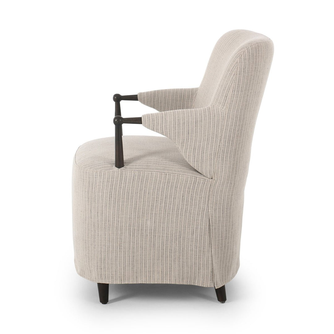 Brentley Dining Chair in Laine Navy side view - dining arm chair by Amber Lewis x Four Hands - Whats New Furniture Portland OR