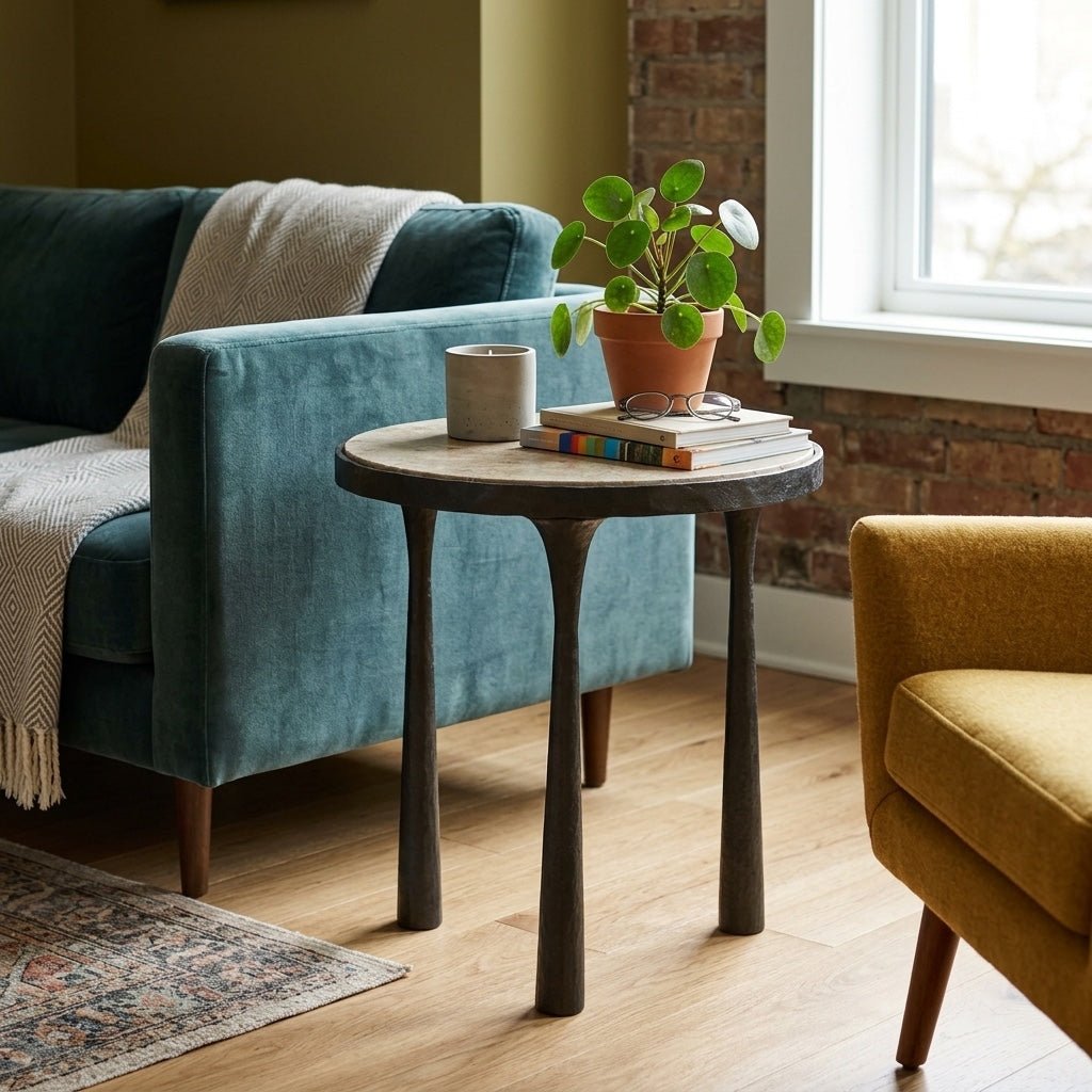 Billings End Table styled in a bright Portland mid-century modern interior - Whats New Furniture
