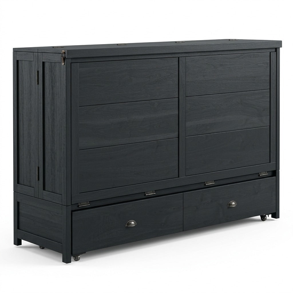 Murphy cabinet bed in black finish, closed as a compact cabinet - Whats New Furniture Portland OR