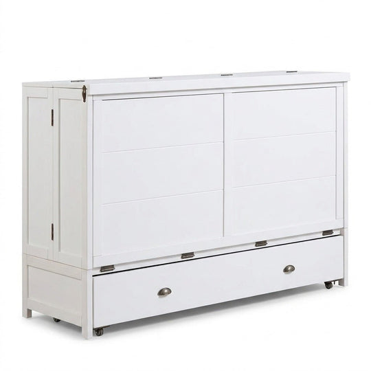 Murphy cabinet bed in white finish, closed as a compact cabinet - Whats New Furniture Portland OR