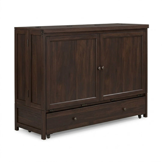 Murphy cabinet bed in espresso finish, closed as a compact cabinet - Whats New Furniture Portland OR