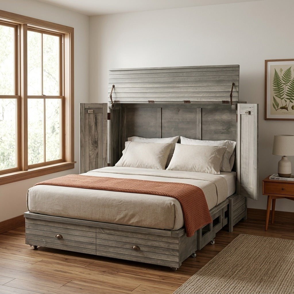 Seabreeze Murphy cabinet bed in serene Portland guest bedroom - Whats New Furniture