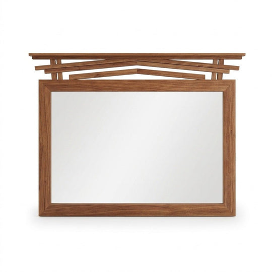 Urban Mission Mirror in Black Walnut with mission-style decorative crown - Whats New Furniture Portland OR