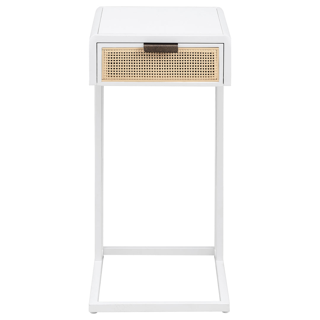 Amherst 1-drawer Radio Weave Cane Metal Side Table White - What&
