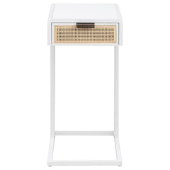 Amherst 1-drawer Radio Weave Cane Metal Side Table White - What&