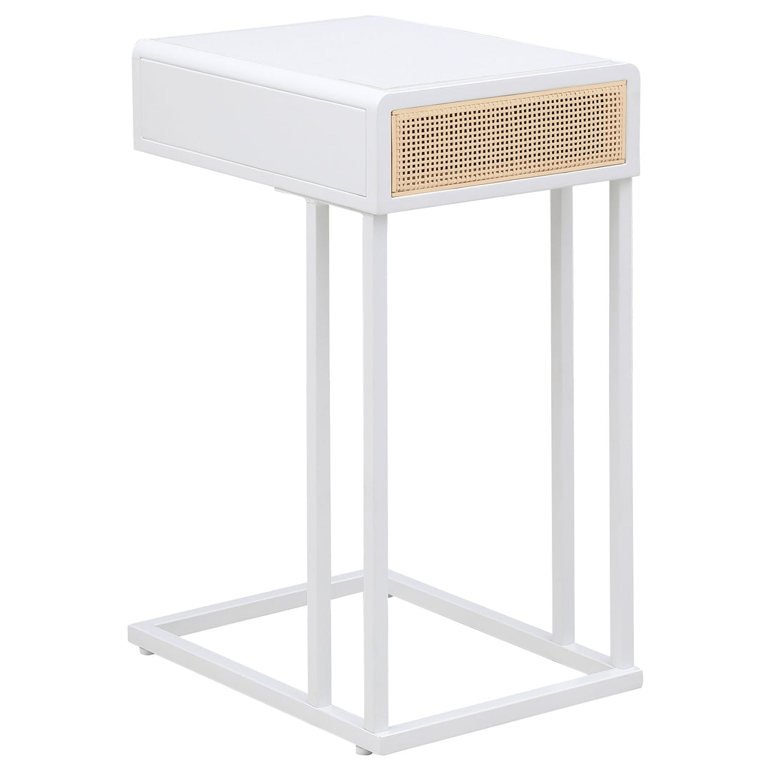 Amherst 1-drawer Radio Weave Cane Metal Side Table White - What&