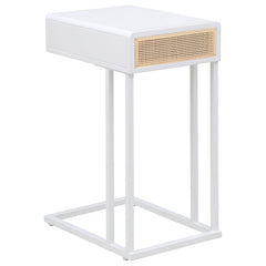 Amherst 1-drawer Radio Weave Cane Metal Side Table White - What&