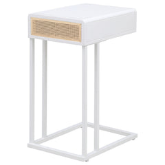 Amherst 1-drawer Radio Weave Cane Metal Side Table White - What&