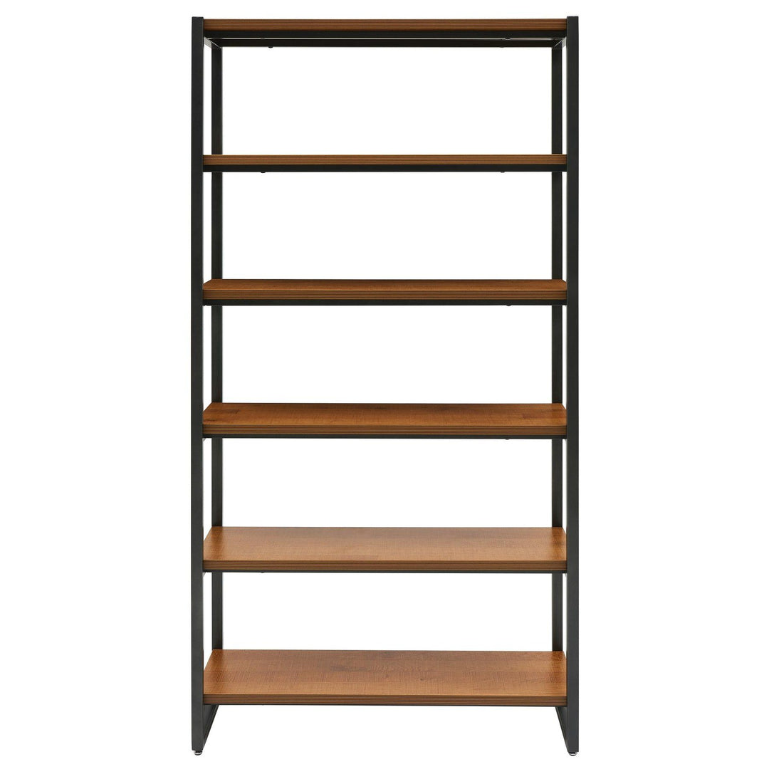 Anderson 6-Tier Bookcase in Gliese Brown - front studio view - Whats New Furniture Portland